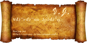 Vöröss Jolán névjegykártya